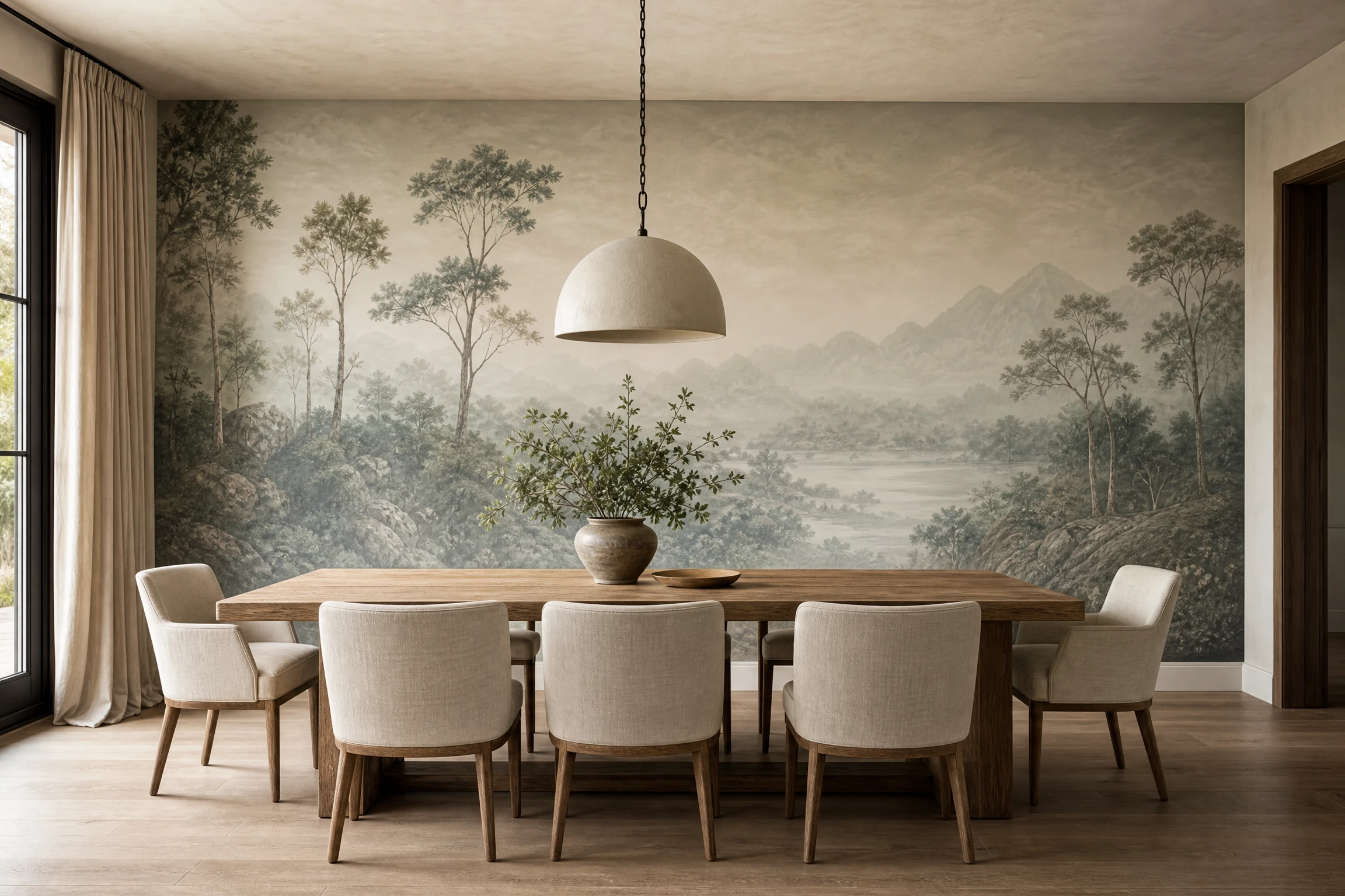 Dining wallpaper mural installed by Canvas Design Atelier